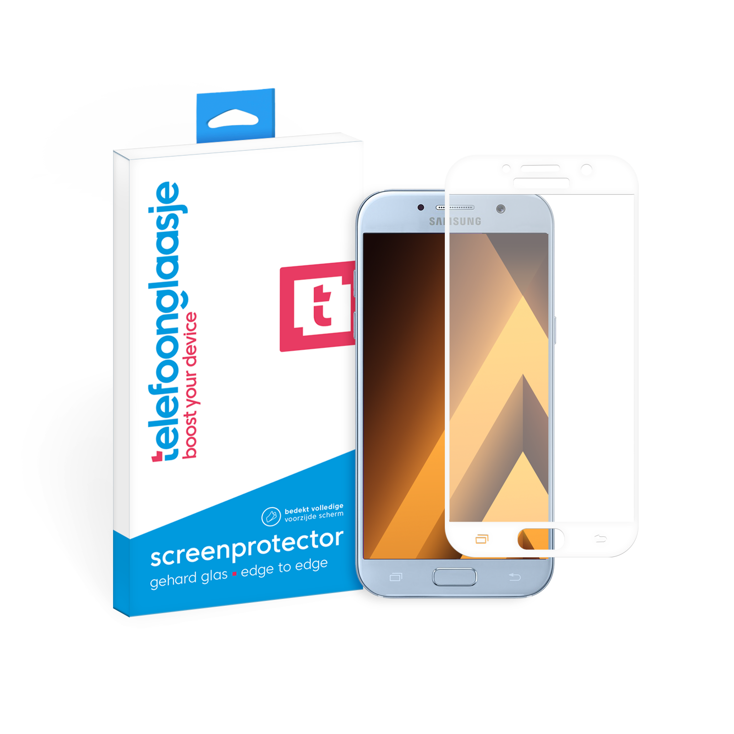 Samsung Galaxy A5 2017 screenprotector gehard glas Edge to Edge - wit