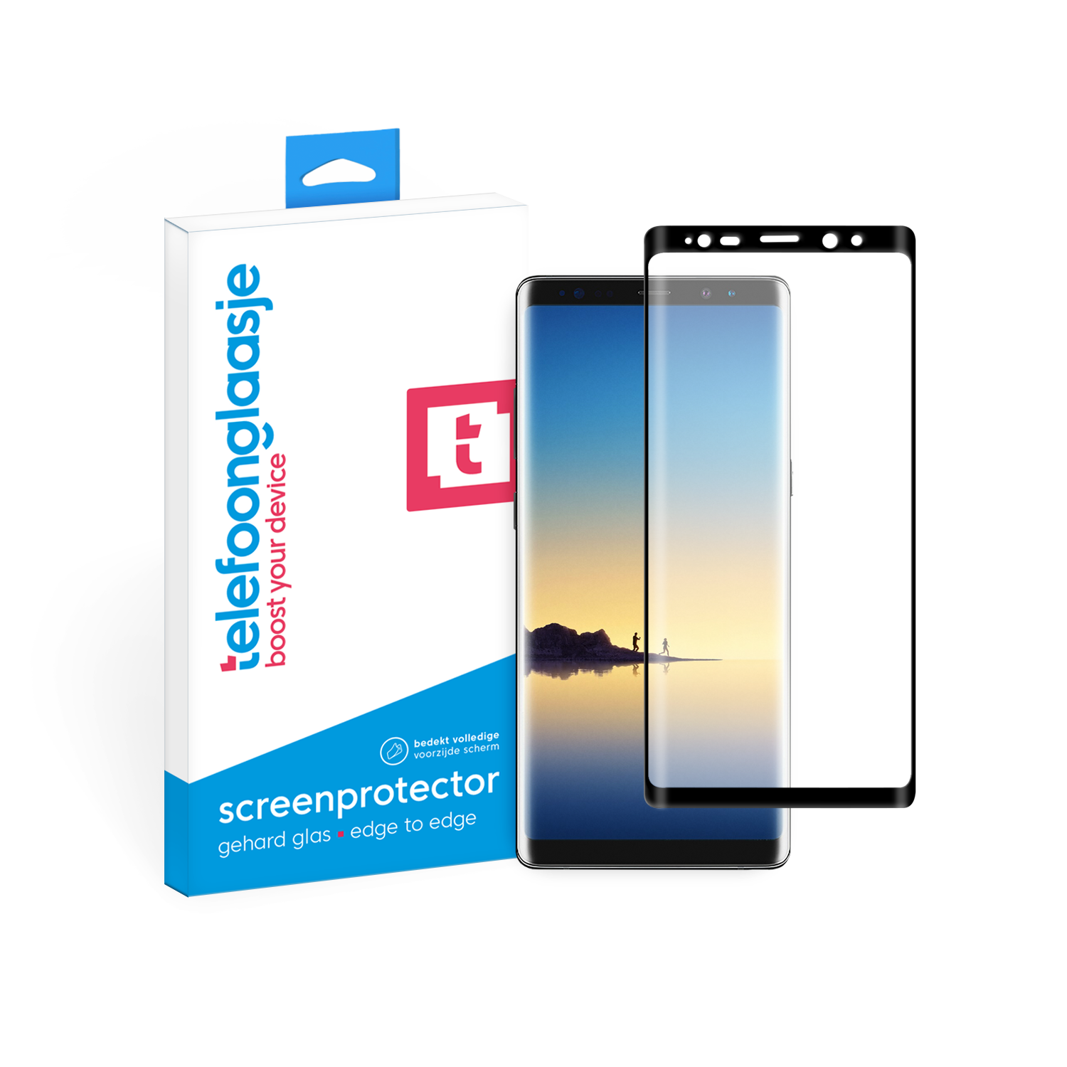 Samsung Galaxy Note 8 screenprotector gehard glas Edge to Edge - zwart