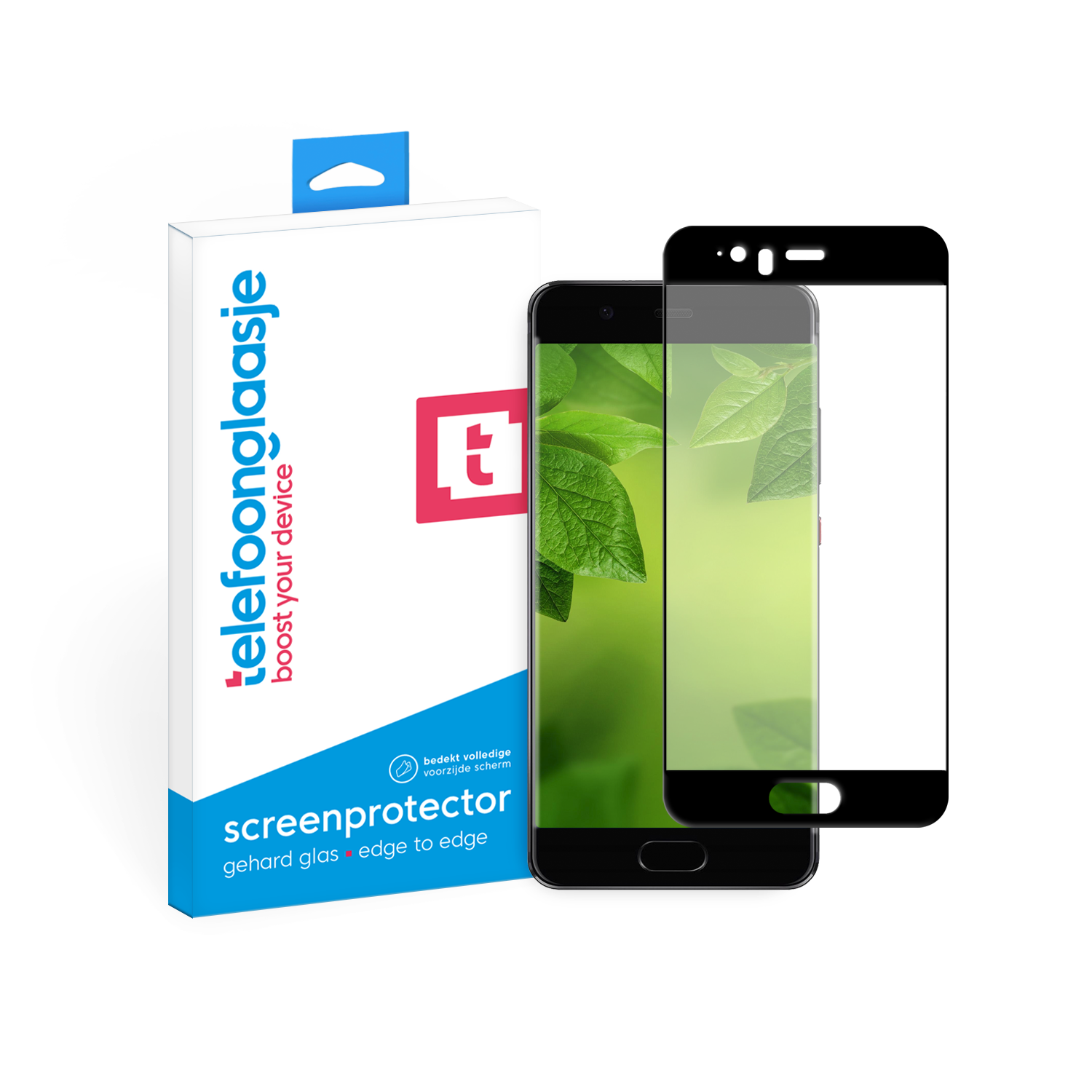 Huawei P10 screenprotector gehard glas Edge to Edge - zwart