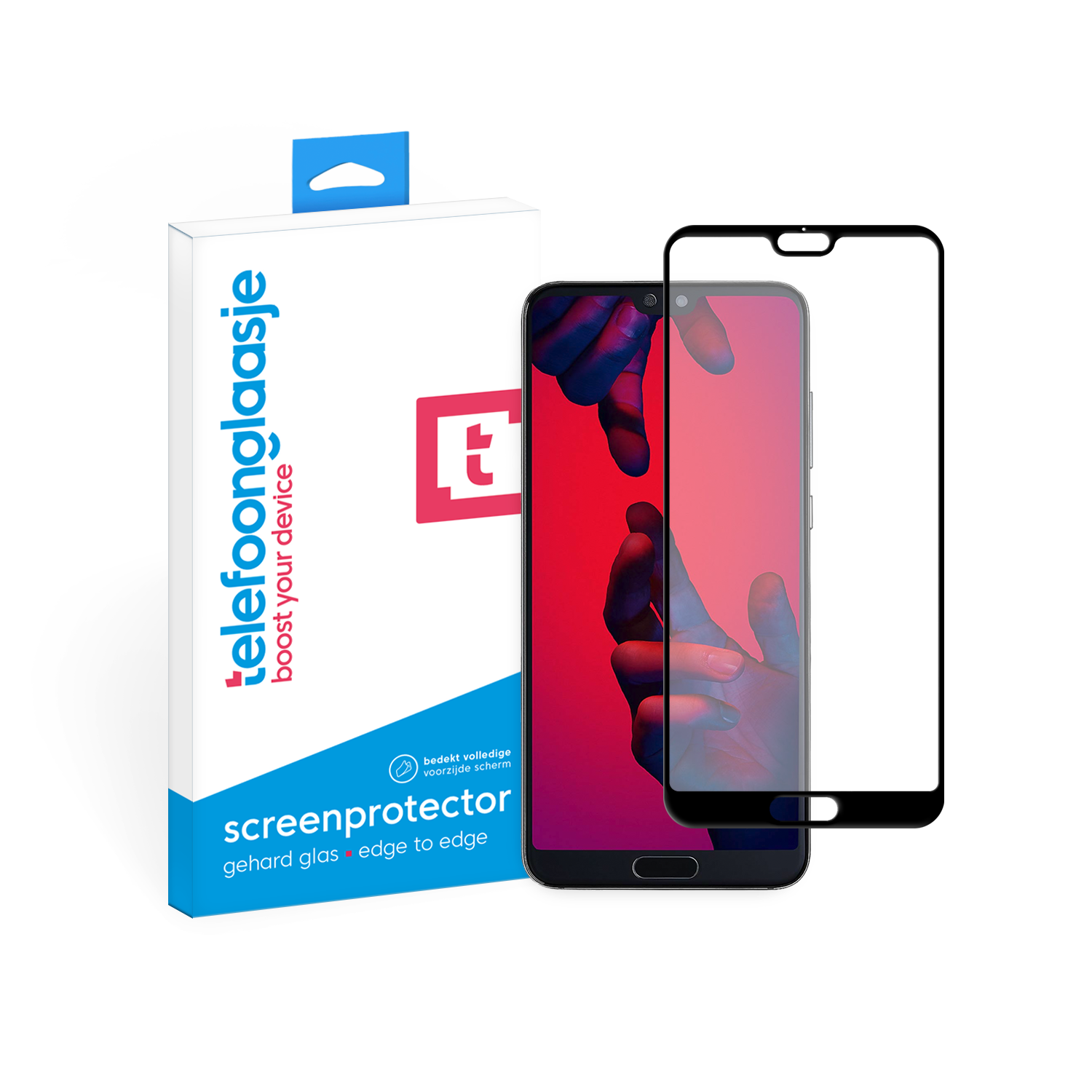 Huawei P20 Pro screenprotector gehard glas Edge to Edge - zwart